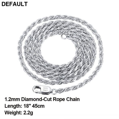 Rinntin Luxury 925 Sterling Silver Diamond-Cut Rope Chain Simple Necklace For Men Women Fashion Charm Jewelry SC29