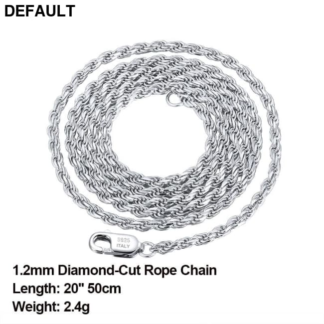 Rinntin Luxury 925 Sterling Silver Diamond-Cut Rope Chain Simple Necklace For Men Women Fashion Charm Jewelry SC29