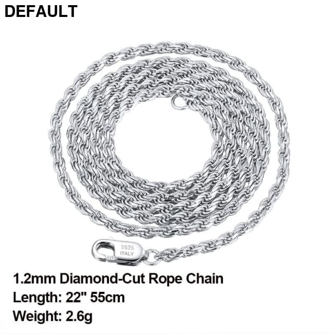 Rinntin Luxury 925 Sterling Silver Diamond-Cut Rope Chain Simple Necklace For Men Women Fashion Charm Jewelry SC29