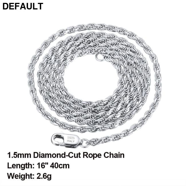 Rinntin Luxury 925 Sterling Silver Diamond-Cut Rope Chain Simple Necklace For Men Women Fashion Charm Jewelry SC29