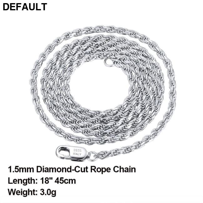 Rinntin Luxury 925 Sterling Silver Diamond-Cut Rope Chain Simple Necklace For Men Women Fashion Charm Jewelry SC29