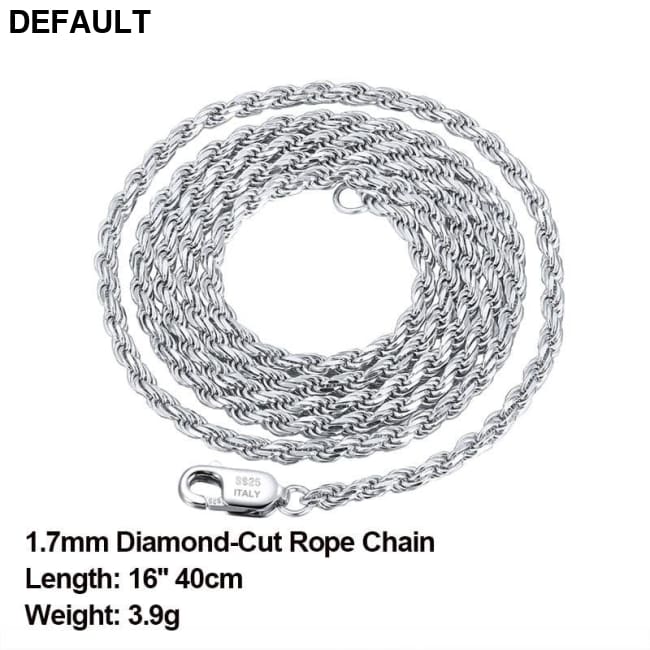 Rinntin Luxury 925 Sterling Silver Diamond-Cut Rope Chain Simple Necklace For Men Women Fashion Charm Jewelry SC29