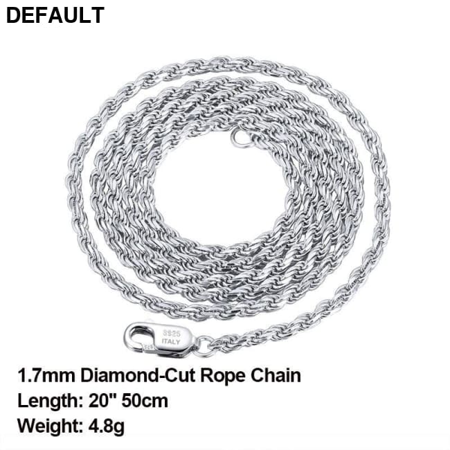 Rinntin Luxury 925 Sterling Silver Diamond-Cut Rope Chain Simple Necklace For Men Women Fashion Charm Jewelry SC29