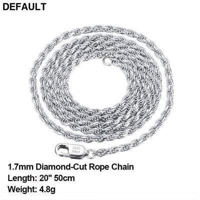 Rinntin Luxury 925 Sterling Silver Diamond-Cut Rope Chain Simple Necklace For Men Women Fashion Charm Jewelry SC29