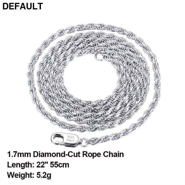 Rinntin Luxury 925 Sterling Silver Diamond-Cut Rope Chain Simple Necklace For Men Women Fashion Charm Jewelry SC29