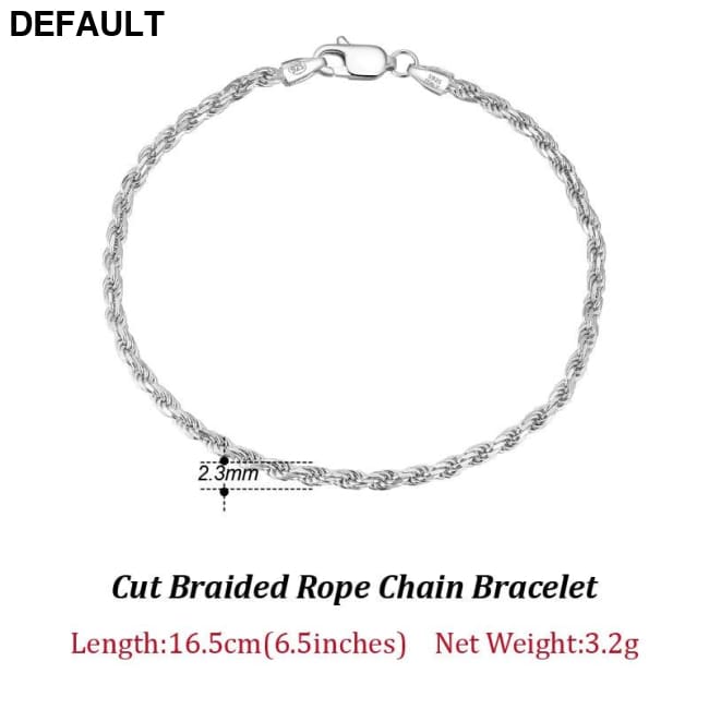 Rinntin Luxury 925 Sterling Silver Diamond-Cut Rope Chain Simple Necklace For Men Women Fashion Charm Jewelry SC29