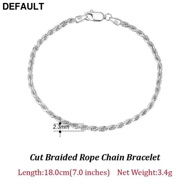 Rinntin Luxury 925 Sterling Silver Diamond-Cut Rope Chain Simple Necklace For Men Women Fashion Charm Jewelry SC29