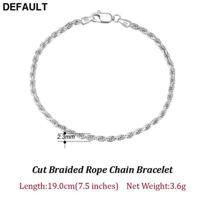 Rinntin Luxury 925 Sterling Silver Diamond-Cut Rope Chain Simple Necklace For Men Women Fashion Charm Jewelry SC29