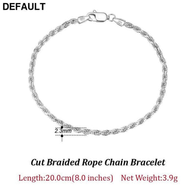 Rinntin Luxury 925 Sterling Silver Diamond-Cut Rope Chain Simple Necklace For Men Women Fashion Charm Jewelry SC29