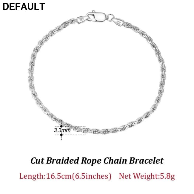 Rinntin Luxury 925 Sterling Silver Diamond-Cut Rope Chain Simple Necklace For Men Women Fashion Charm Jewelry SC29