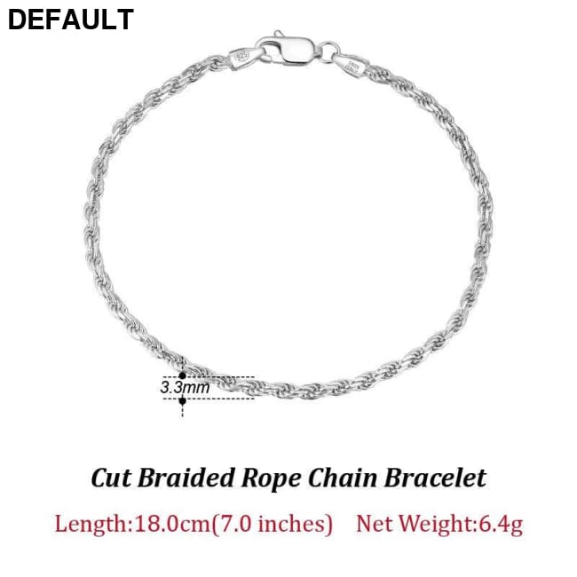 Rinntin Luxury 925 Sterling Silver Diamond-Cut Rope Chain Simple Necklace For Men Women Fashion Charm Jewelry SC29