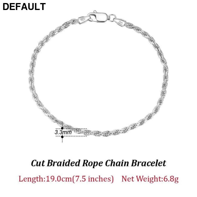 Rinntin Luxury 925 Sterling Silver Diamond-Cut Rope Chain Simple Necklace For Men Women Fashion Charm Jewelry SC29