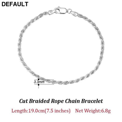 Rinntin Luxury 925 Sterling Silver Diamond-Cut Rope Chain Simple Necklace For Men Women Fashion Charm Jewelry SC29