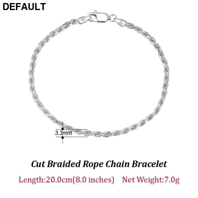 Rinntin Luxury 925 Sterling Silver Diamond-Cut Rope Chain Simple Necklace For Men Women Fashion Charm Jewelry SC29