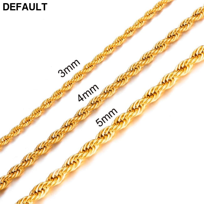 Rope Chain Width 3mm Gold Silver Stainless Steel Necklace Men Necklaces
