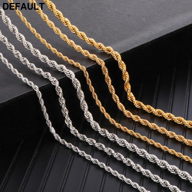Rope Chain Width 3mm Gold Silver Stainless Steel Necklace Men Necklaces