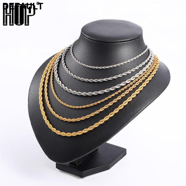 Rope Chain Width 3mm Gold Silver Stainless Steel Necklace Men Necklaces
