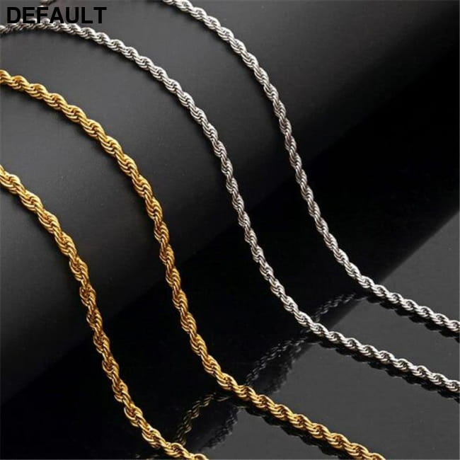 Rope Chain Width 3mm Gold Silver Stainless Steel Necklace Men Necklaces