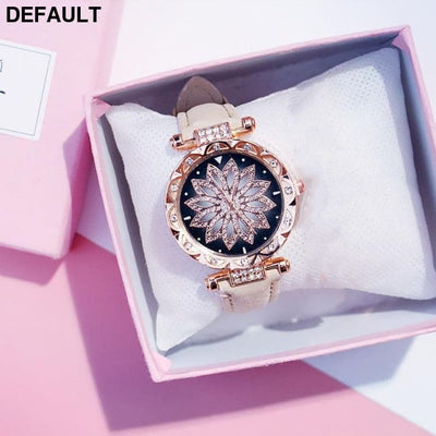 Rose Gold Diamond Watch Beige Women Watches