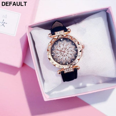 Rose Gold Diamond Watch Black Women Watches