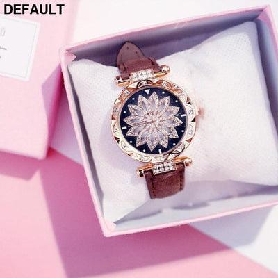 Rose Gold Diamond Watch Brown Women Watches