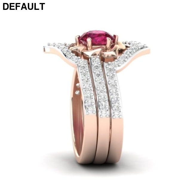 Rose Gold Flower Ring Set Sterling Silver Rings