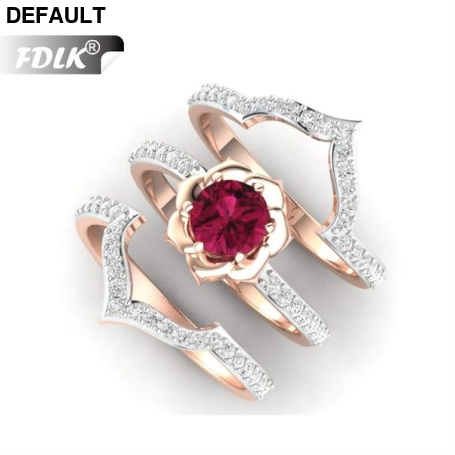 Rose Gold Flower Ring Set Sterling Silver Rings