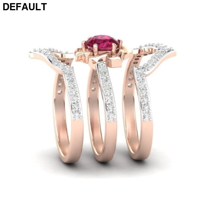 Rose Gold Flower Ring Set Sterling Silver Rings