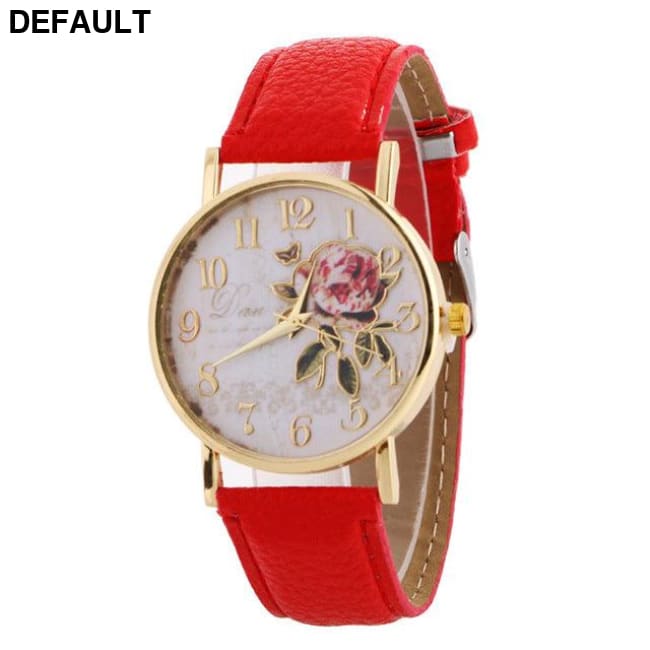 Rose Pattern Women’s Watch 9188 red Women Watches
