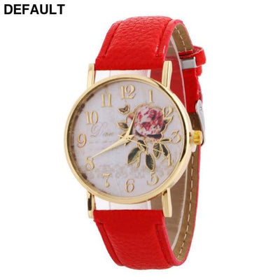 Rose Pattern Women’s Watch 9188 red Women Watches