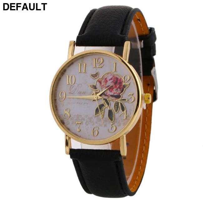 Rose Pattern Women’s Watch 9190 black Women Watches