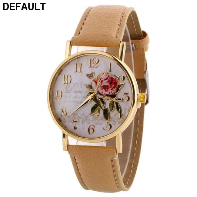 Rose Pattern Women’s Watch 9195 beige Women Watches