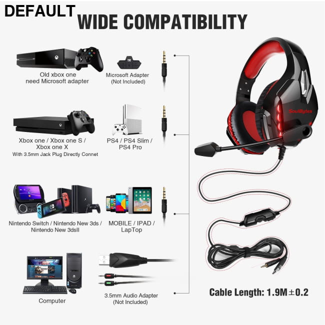 S11 Head mounted Gaming Chicken Earphones Wired Control Black Red Headphones