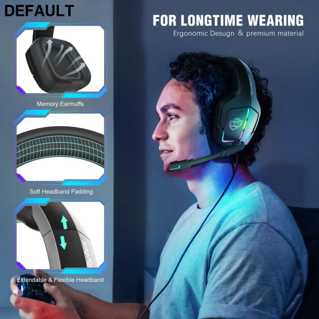 S12 Head mounted gaming headset wired RGB computer Black Headphones Headsets