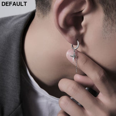 S925 Silver Advanced Sense Trend Individuality Men’s Ruffian Handsome Small Crowd Design Earrings Men