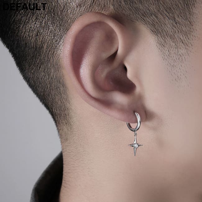 S925 Silver Advanced Sense Trend Individuality Men’s Ruffian Handsome Small Crowd Design Earrings Men