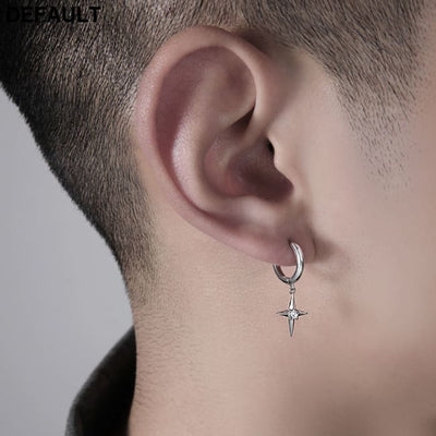 S925 Silver Advanced Sense Trend Individuality Men’s Ruffian Handsome Small Crowd Design Earrings Men