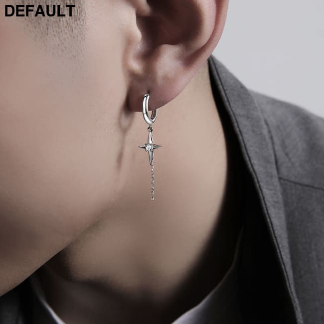 S925 Silver Advanced Sense Trend Individuality Men’s Ruffian Handsome Small Crowd Design Earrings Men