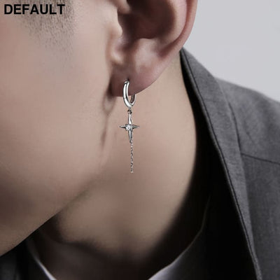 S925 Silver Advanced Sense Trend Individuality Men’s Ruffian Handsome Small Crowd Design Earrings Men