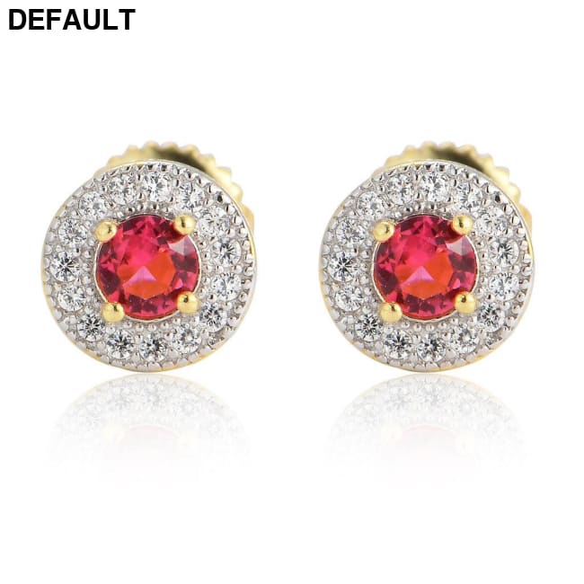 S925 Silver Whole Body Sterling Earrings Round Micro-set Sapphire Ruby Men And Women