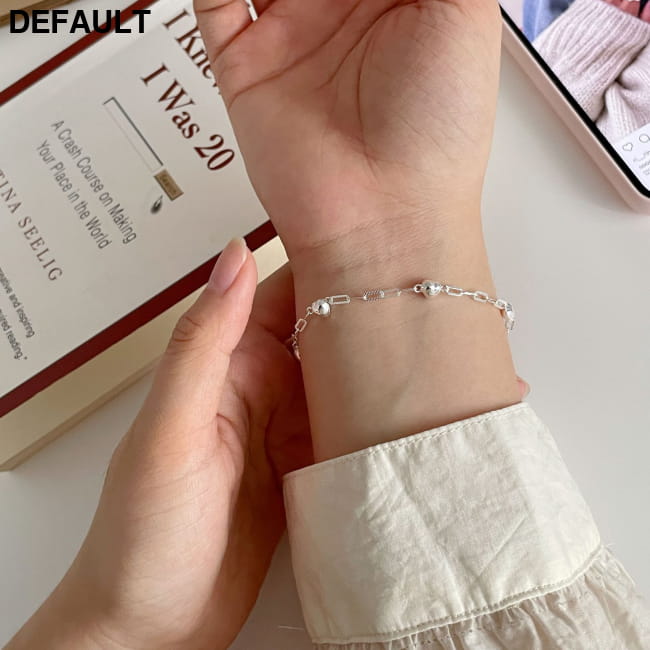 S925 Sterling Silver 3D Heart Bracelet For Women Geometric Plain / 925 Bracelets