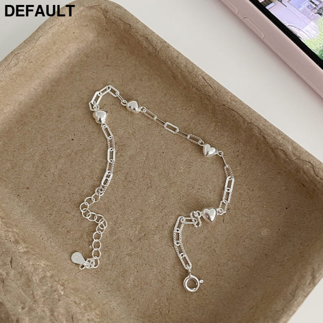 S925 Sterling Silver 3D Heart Bracelet For Women Geometric Plain / 925 Bracelets