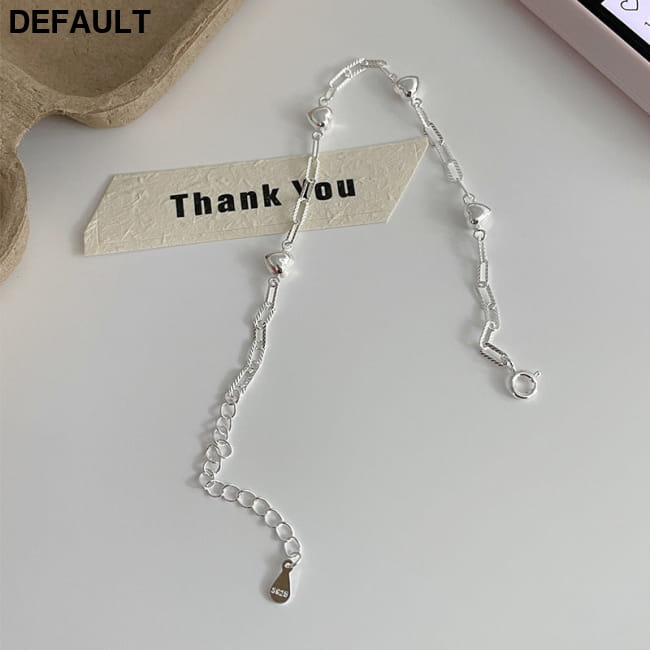 S925 Sterling Silver 3D Heart Bracelet For Women Geometric Plain / 925 Bracelets
