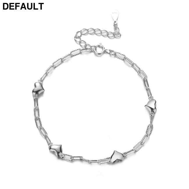 S925 Sterling Silver 3D Heart Bracelet For Women Geometric Plain / 925 Bracelets