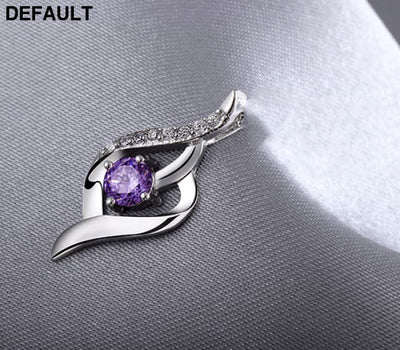S925 Sterling Silver Necklace Pendant inlaid love Korean soft accessories wholesale Zircon Purple Rings