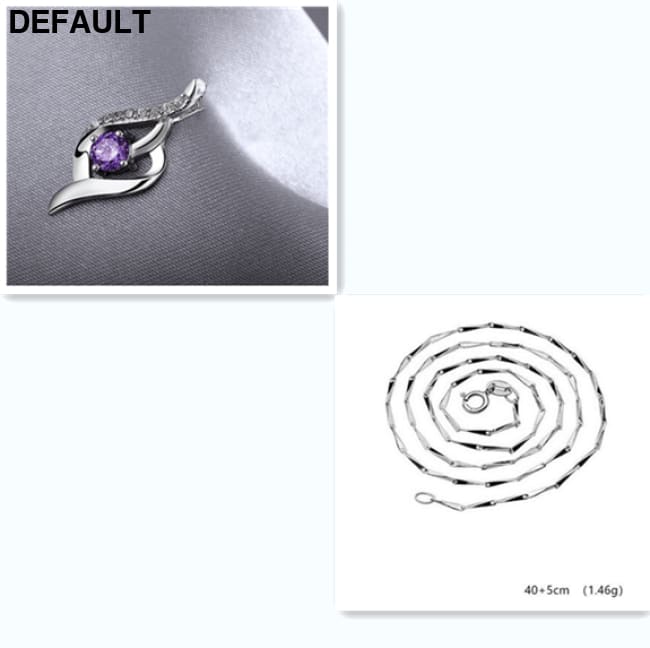 S925 Sterling Silver Necklace Pendant inlaid love Korean soft accessories wholesale Zircon Purple with chain Rings