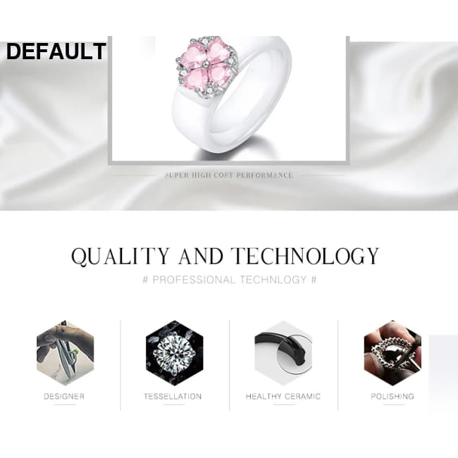 S925 Sterling Silver Pink Flower Cubic Zirconia Ceramic Ring Wedding Rings Best Selling Products