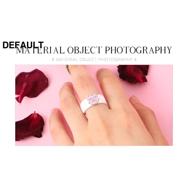 S925 Sterling Silver Pink Flower Cubic Zirconia Ceramic Ring Wedding Rings Best Selling Products