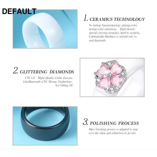 S925 Sterling Silver Pink Flower Cubic Zirconia Ceramic Ring Wedding Rings Best Selling Products