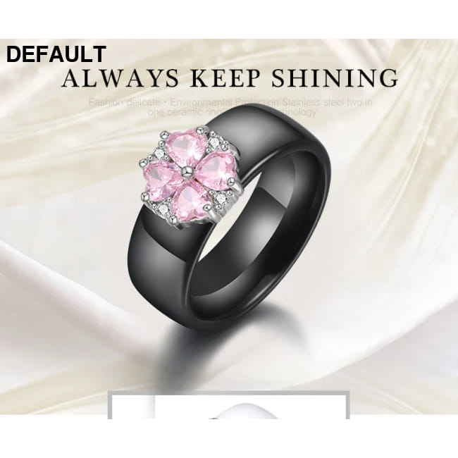 S925 Sterling Silver Pink Flower Cubic Zirconia Ceramic Ring Wedding Rings Best Selling Products